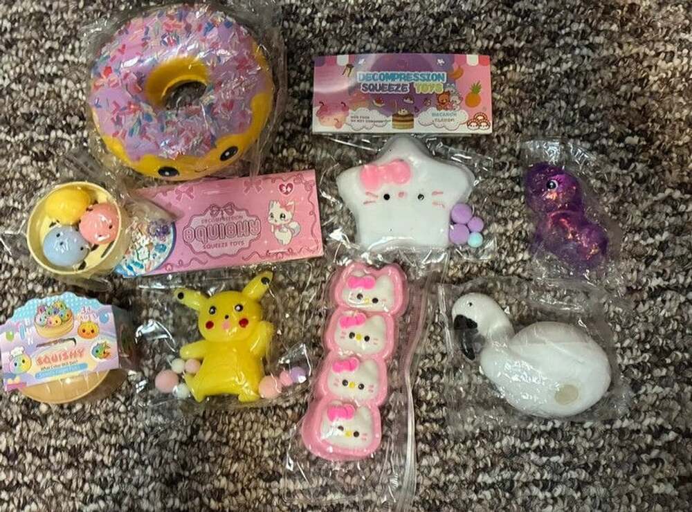 Lot of 8 new squishy toys pokemon hello kitty donut mini dumpling